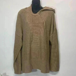 Soft surroundings, petite, large, brown knitted hoodie, sweater